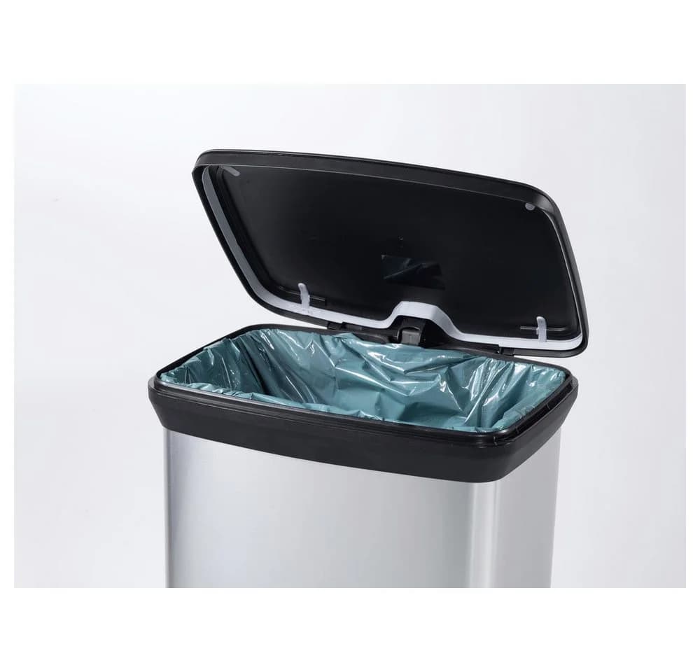 Curver Deco Bin Metallics 240643 Mülleimer 50 L Silber Schwarz - Bild 3