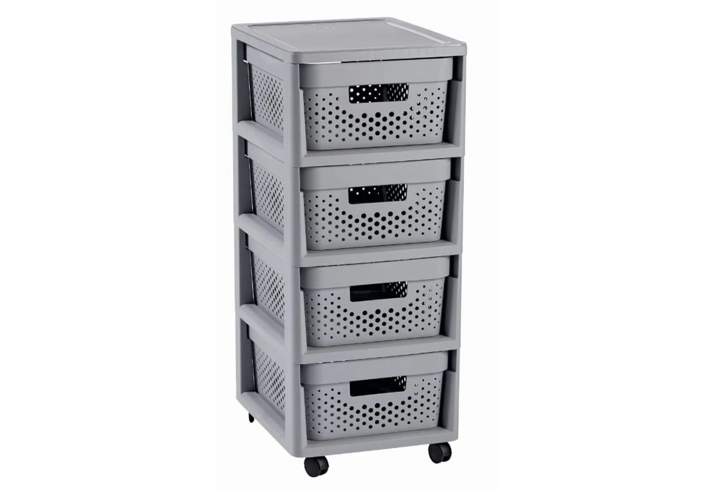 Curver Badregal Infinity Schubladenwagen Grau 4x11L Skandinavisch