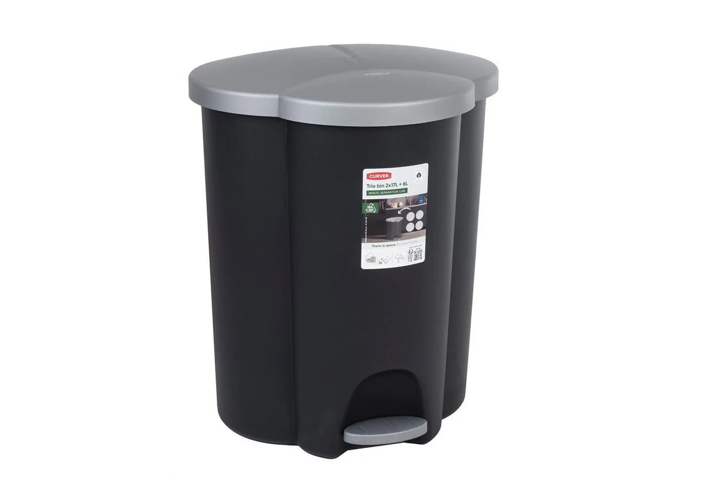 Curver Trio Mülltrennsystem 40L Treteimer mit 3 Fächern - Bild 2