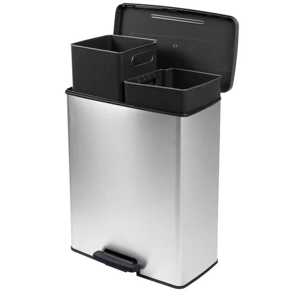 Curver Deco Bin Slim Duo 52 l Mülleimer Silber Schwarz - Bild 2