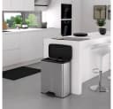 Curver Deco Bin Slim Duo 52 l Mülleimer Silber Schwarz Bild 5