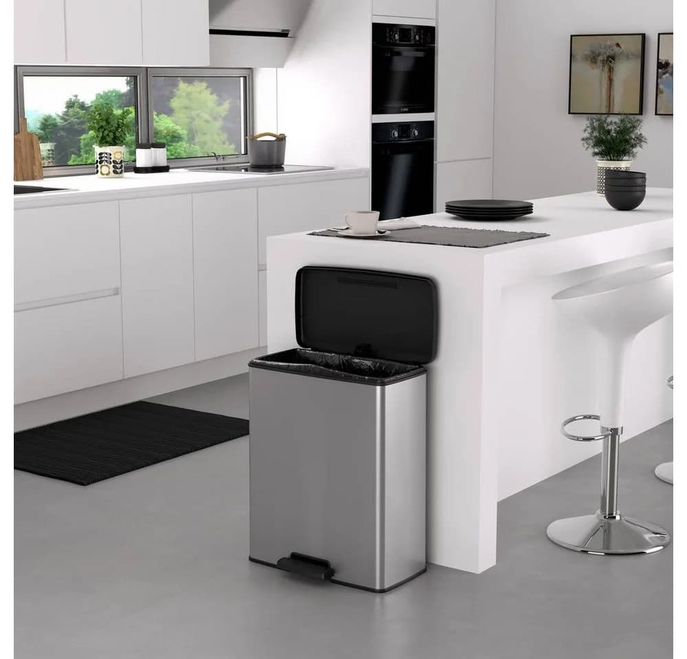 Curver Deco Bin Slim Duo 52 l Mülleimer Silber Schwarz - Bild 5