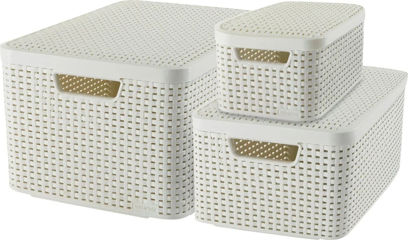 Curver Organizer Style Box L+M+S 3er-Set Beige Kunststoff Stapelbar - Bild 2