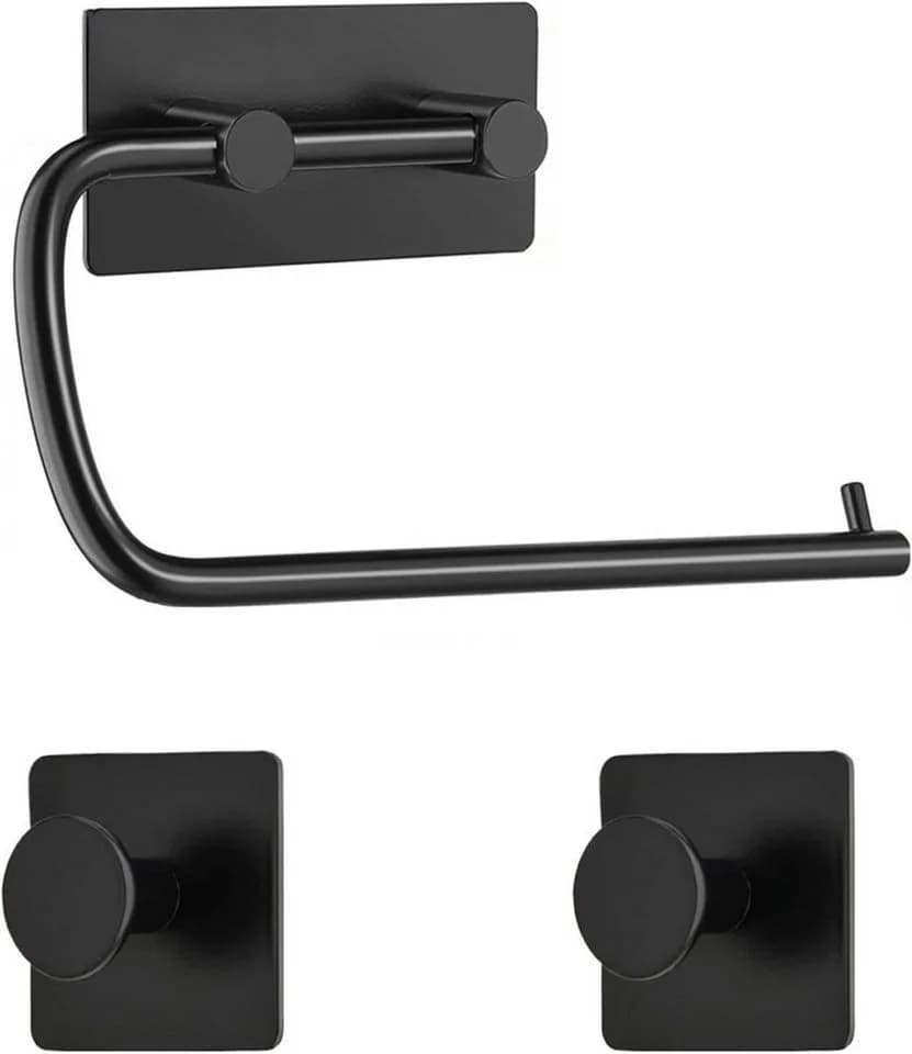 UMI Toilettenpapierhalter Set Schwarz Selbstklebend Edelstahl