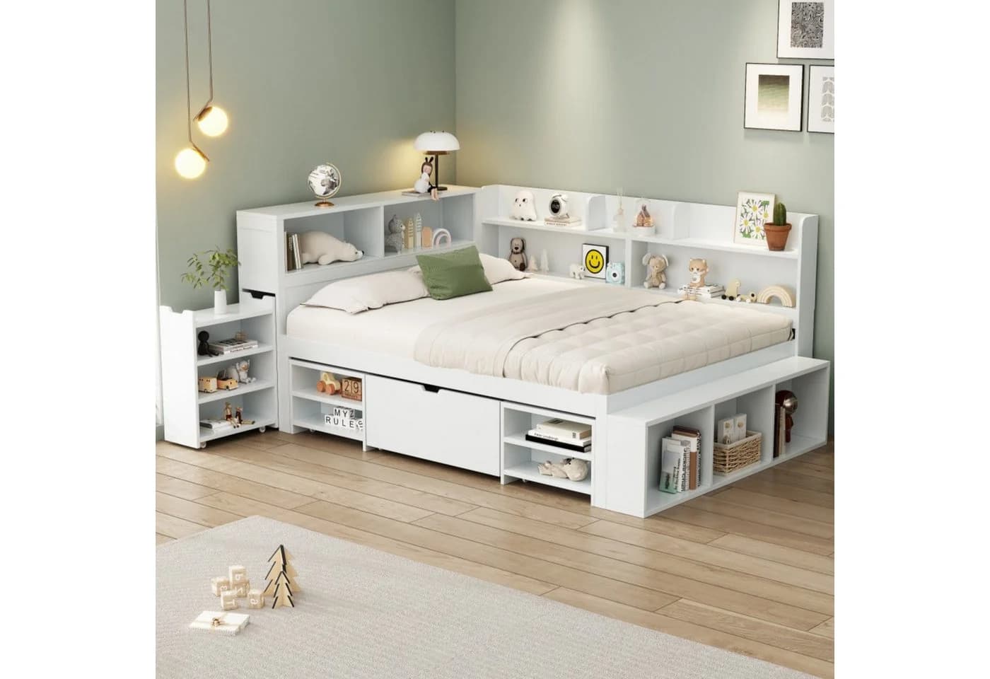 i@home Stauraumbett Weiß mit Regal & Schubladen Multifunktion - Bild 5