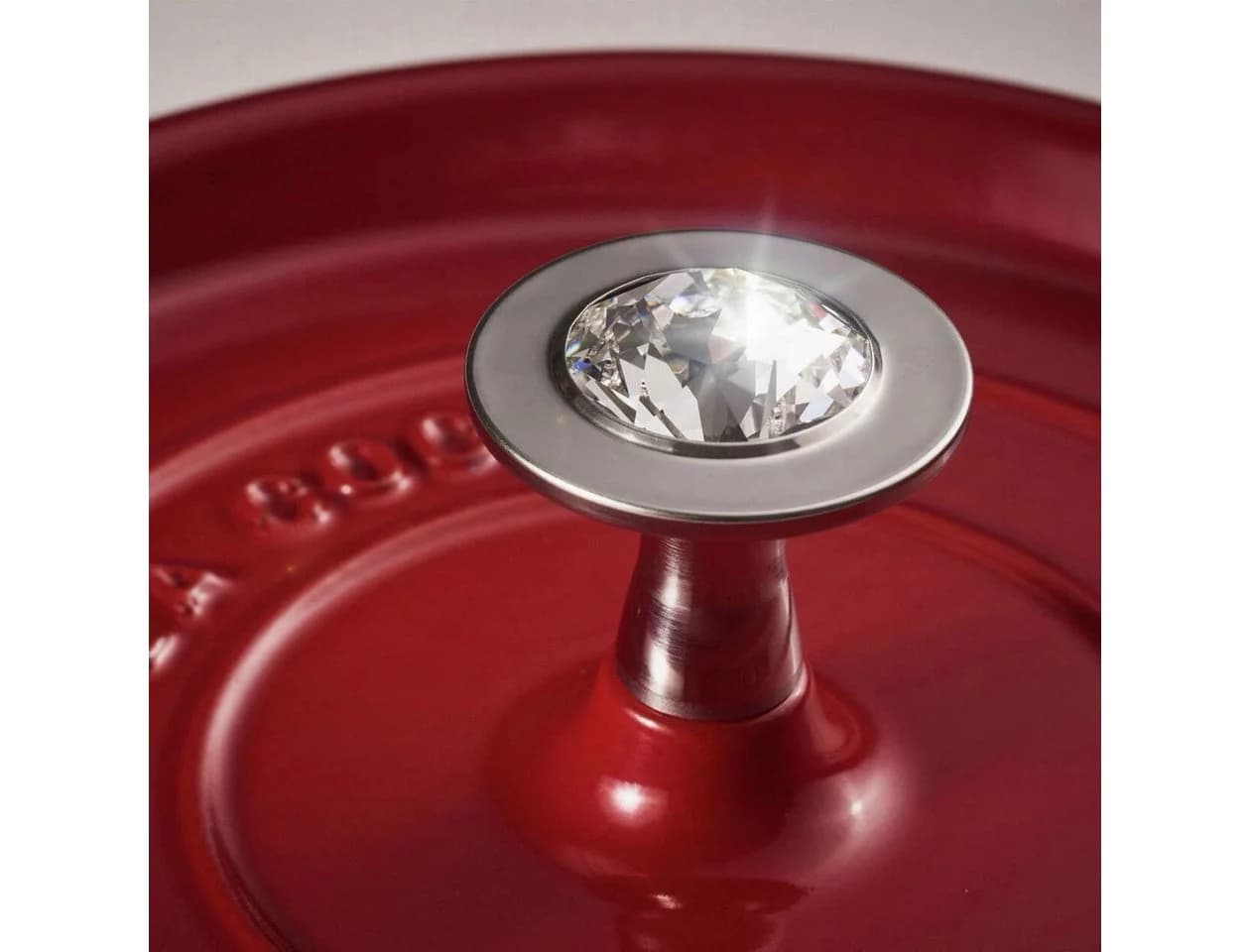 STAUB Deckelgriff Knauf mit Swarovski Kristall Edelstahl - Bild 4