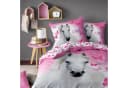 MTOnlinehandel Bettwäsche 135x200 + 80x80 cm Renforcé Pferde-Motiv Rosa Bild 2