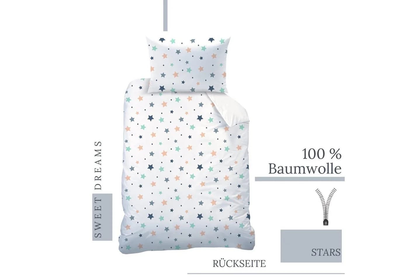MTOnlinehandel Babybettwäsche Sweet Dreams 100x135 cm Biber - Bild 3