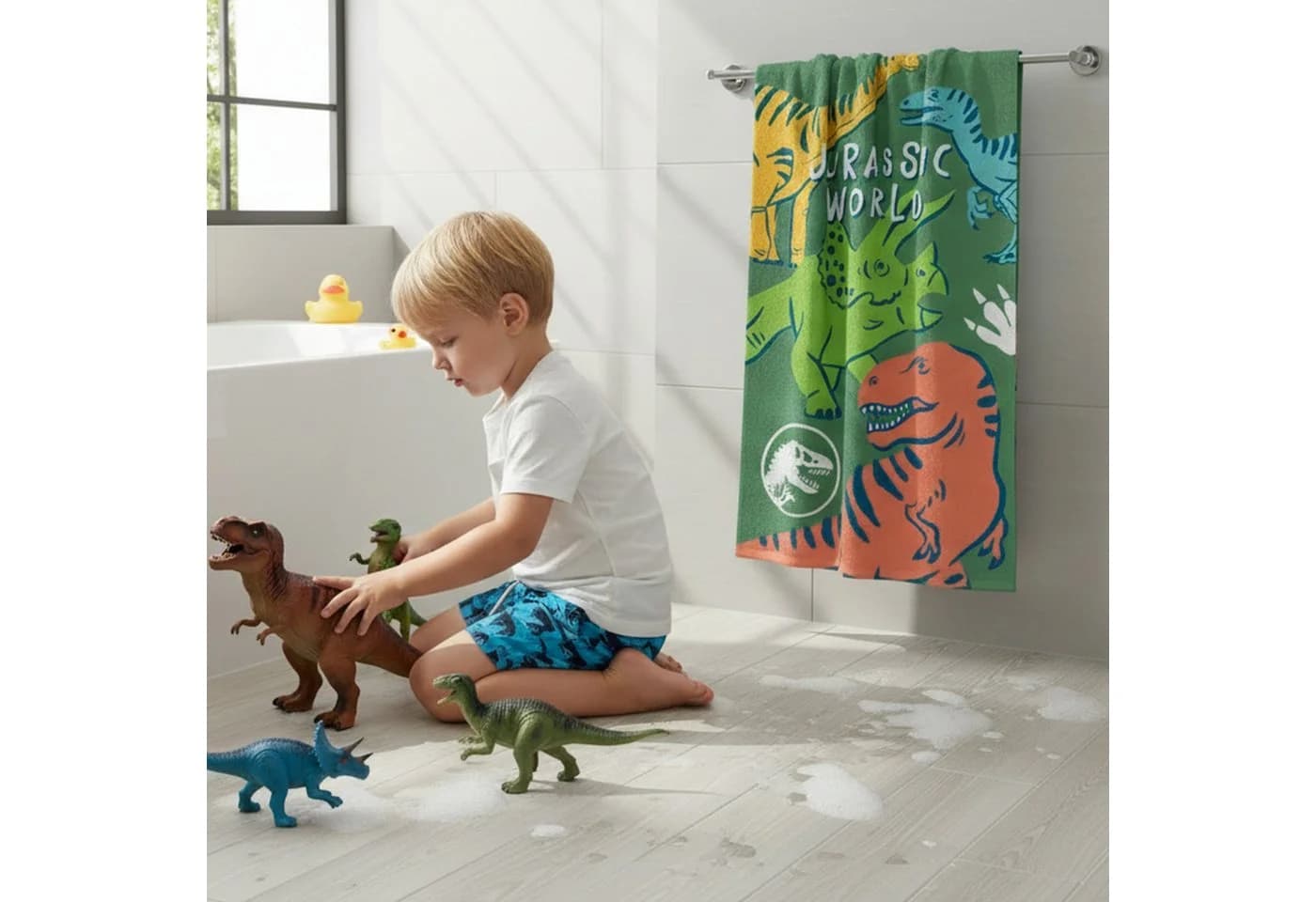 MTOnlinehandel Badetuch Jurassic World 70x120 cm Baumwolle Bunt - Bild 5