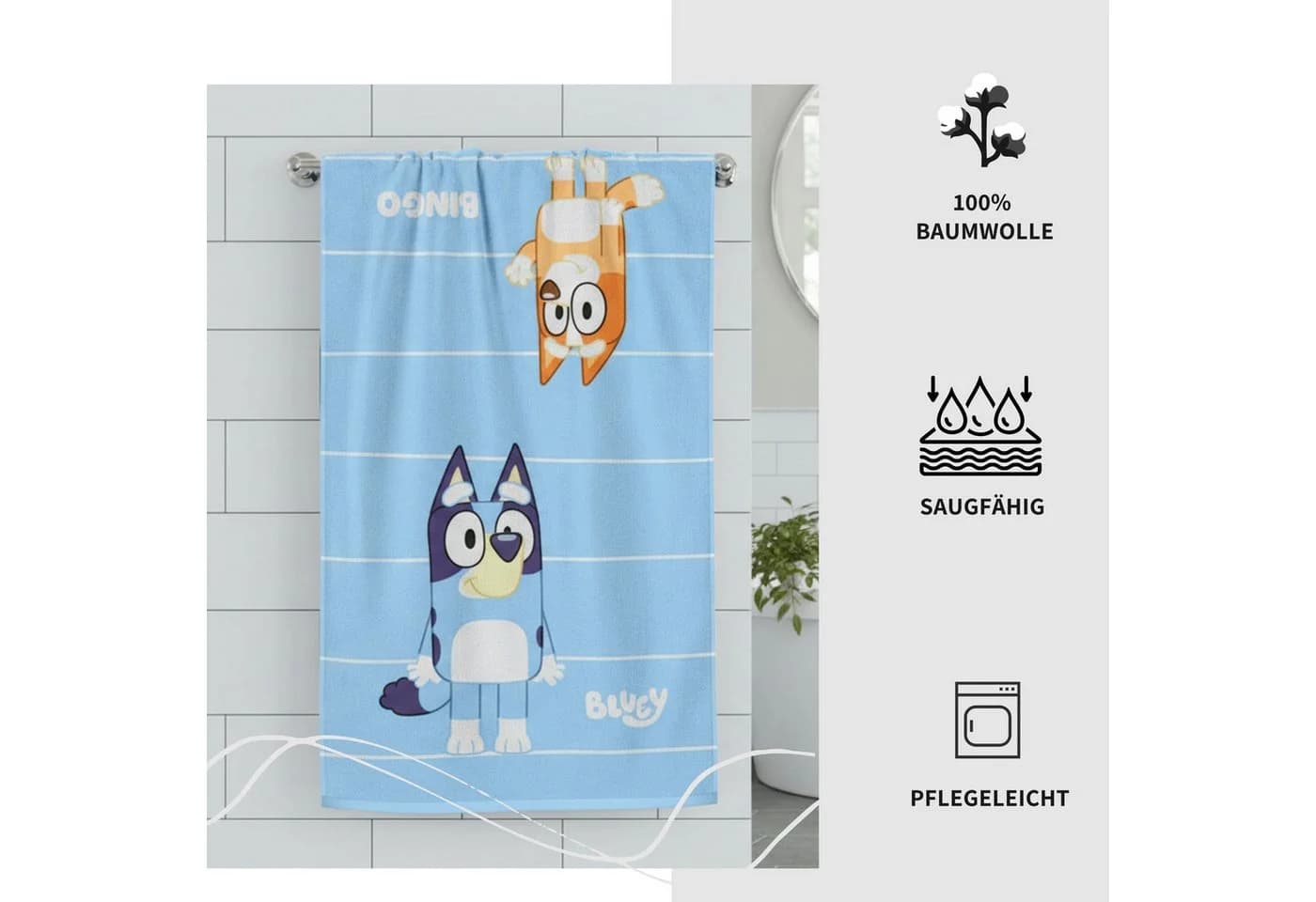 MTOnlinehandel Badetuch Bluey & Bingo Kinder 70x120 cm Baumwolle - Bild 4