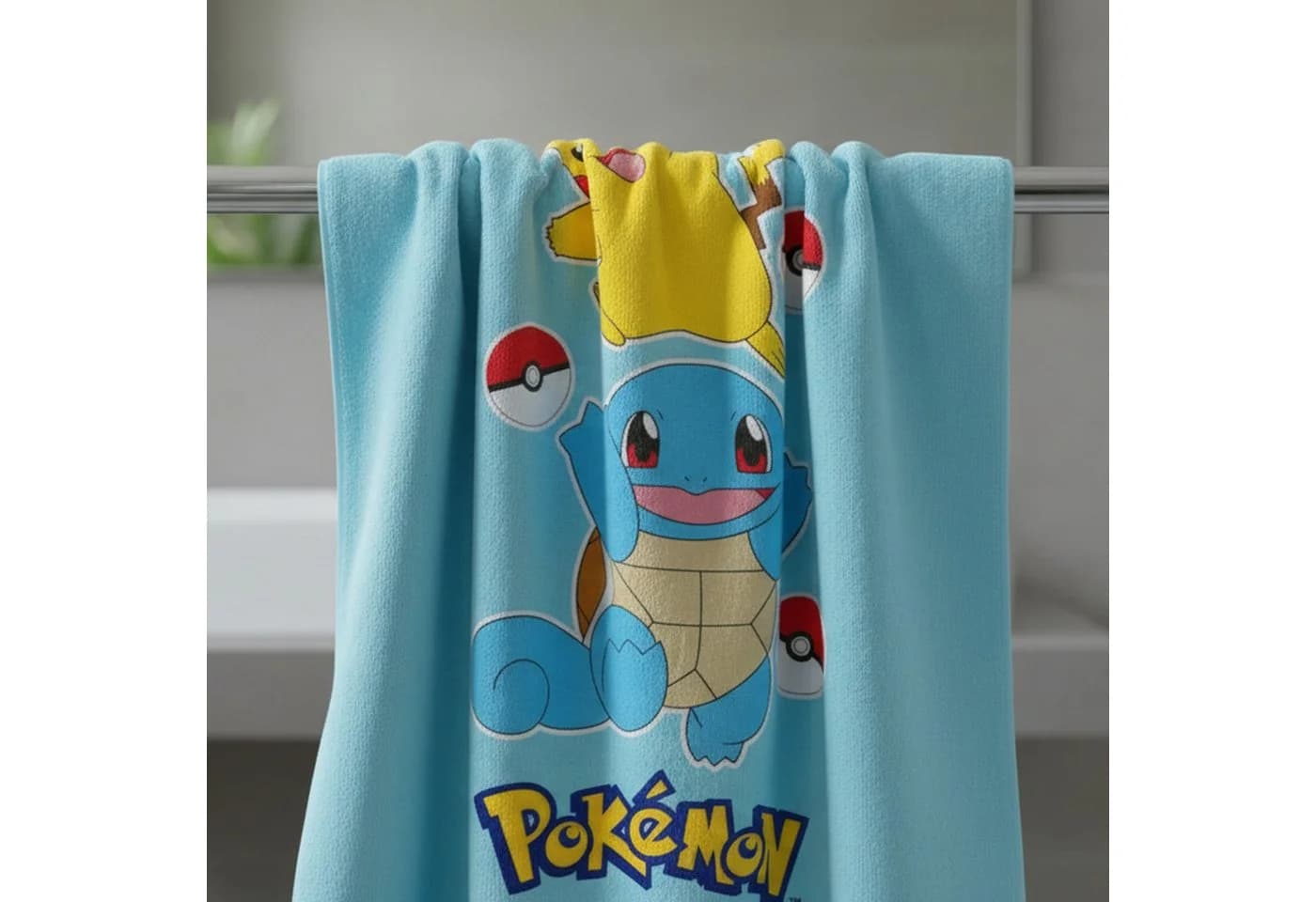 MTOnlinehandel Badetuch Pokémon 70x120 cm Pikachu Schiggy - Bild 4