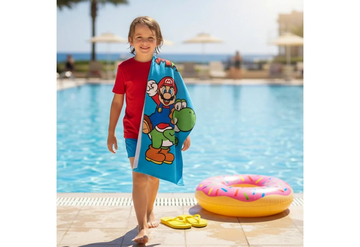 MTOnlinehandel Badetuch Super Mario 70x120 cm für Kinder, Baumwolle - Bild 4
