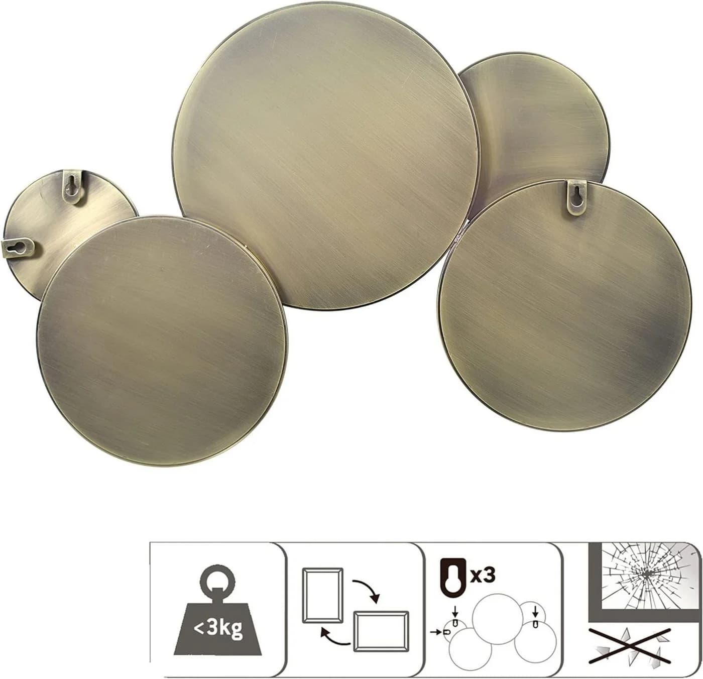 Adeo Services Wandspiegel Multi Spiegel 5 Größen Vergoldetes Mattes Metall - Bild 4