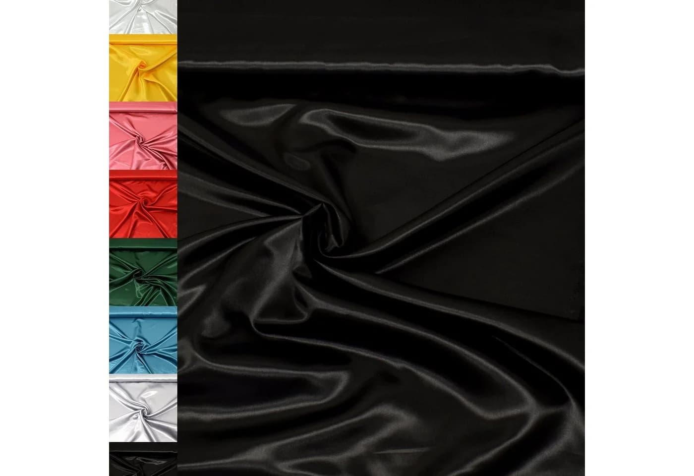 MAGAM-Stoffe Satin "Estelle" Schwarz einfarbig uni Meterware - Bild 2