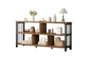 mukuhi Regal 3 Ebenen Sideboard Metall Holz Industrial Schwarz Rustik Eiche Bild 2