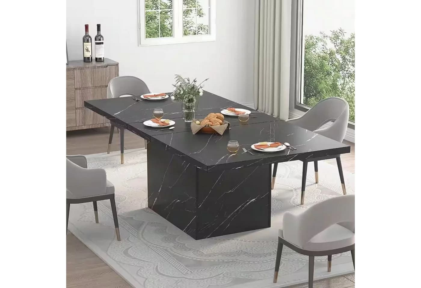 mukuhi Esstisch Schwarz Marmoroptik 180x80 cm - Bild 3