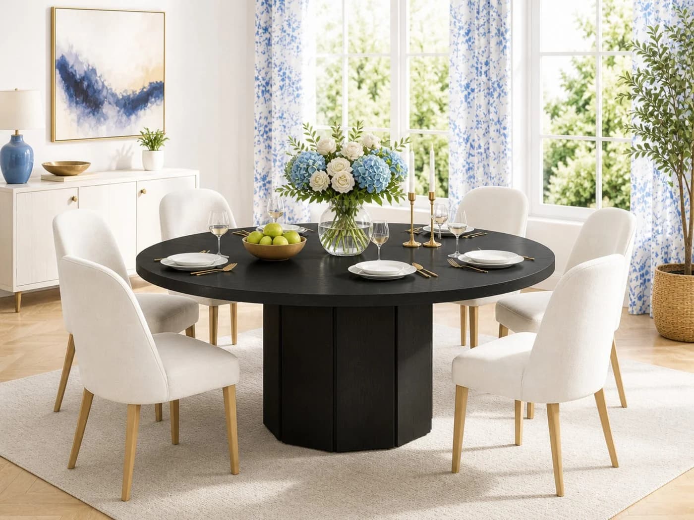 mukuhi Esstisch Rund 120 cm Schwarz Modern - Bild 2