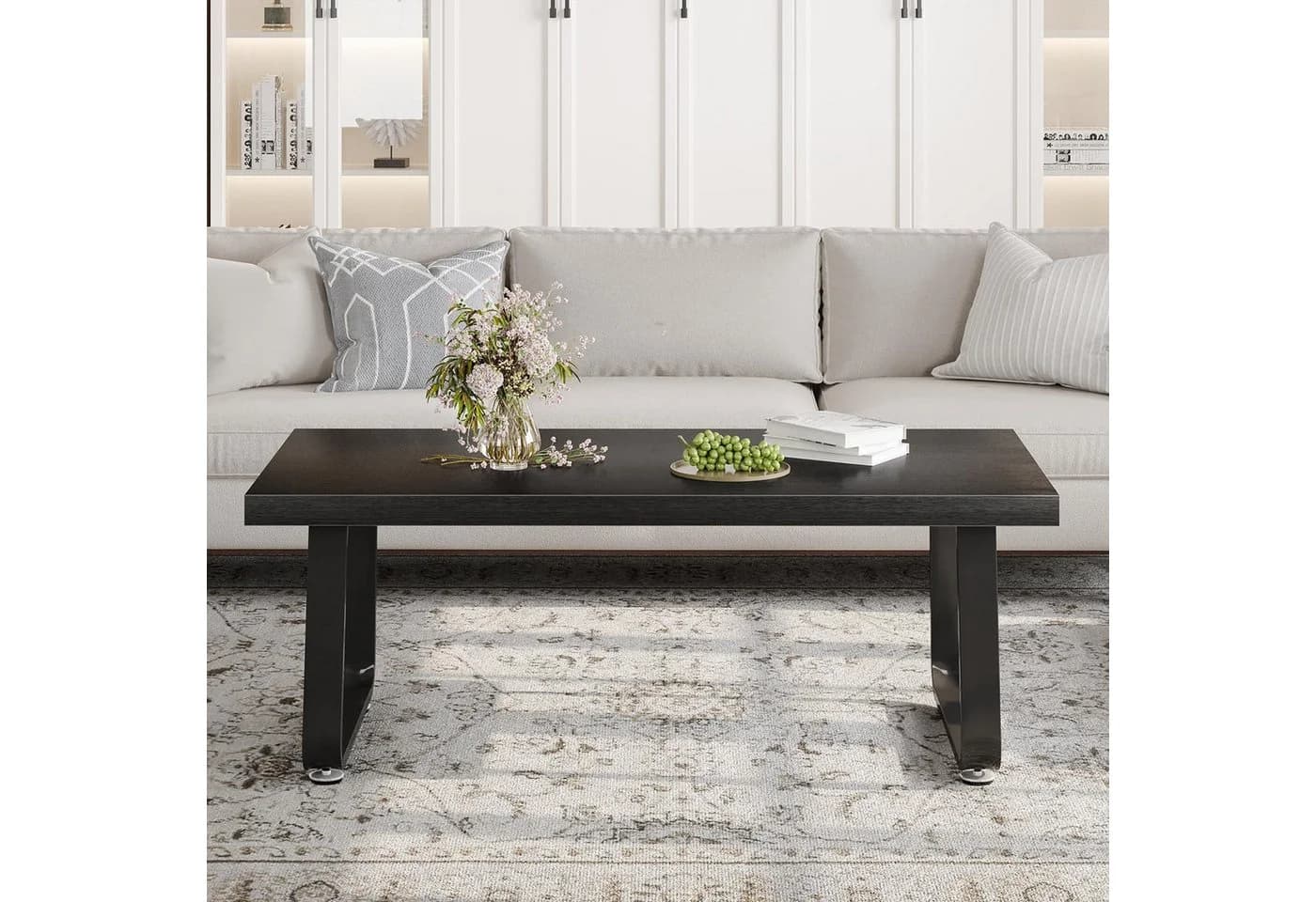 mukuhi Couchtisch Schwarz Industrial Holz Metall Sofatisch Wohnzimmer Tisch - Bild 3