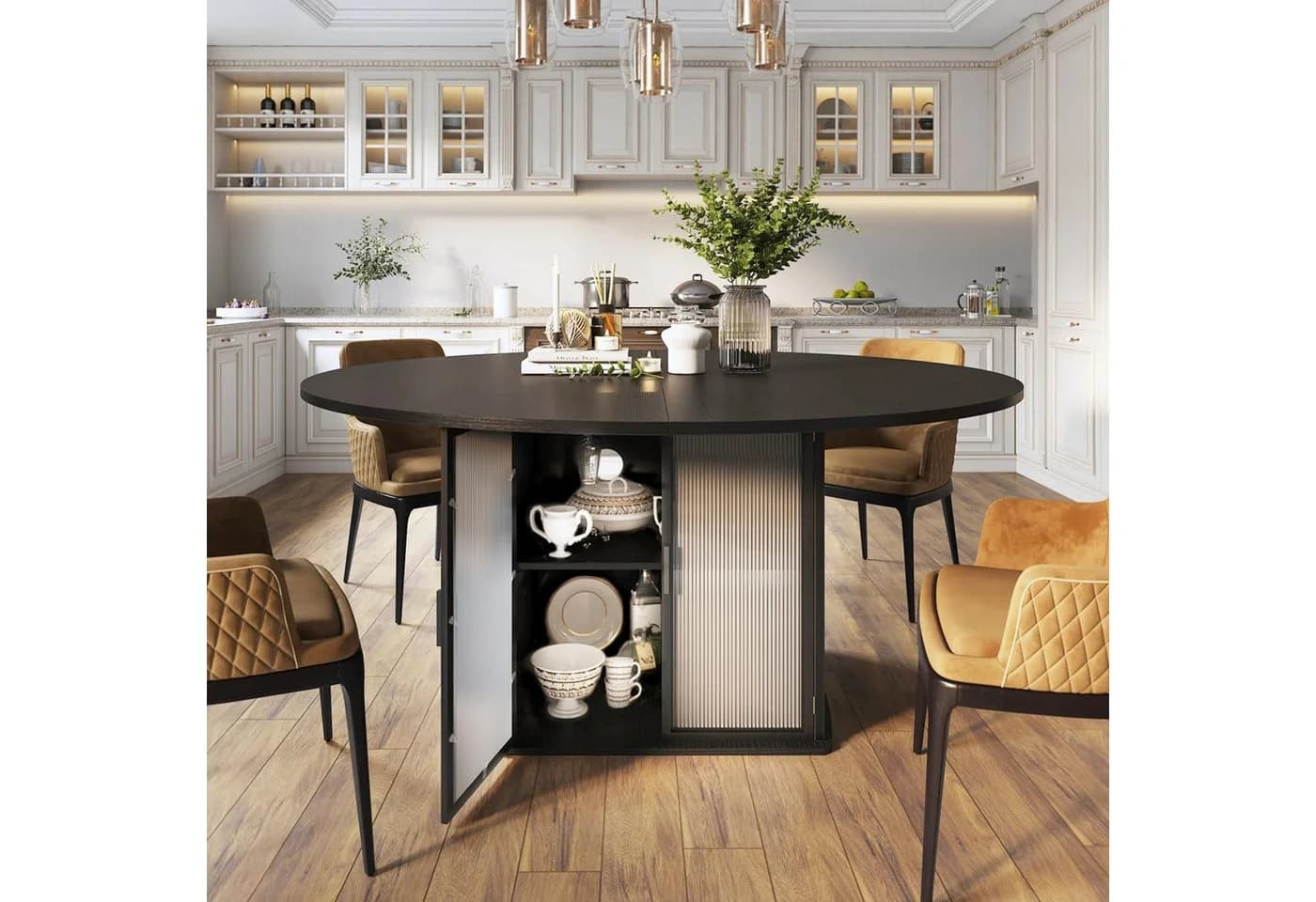 mukuhi Esstisch Rund 120 cm mit Stauraum Modern - Bild 3