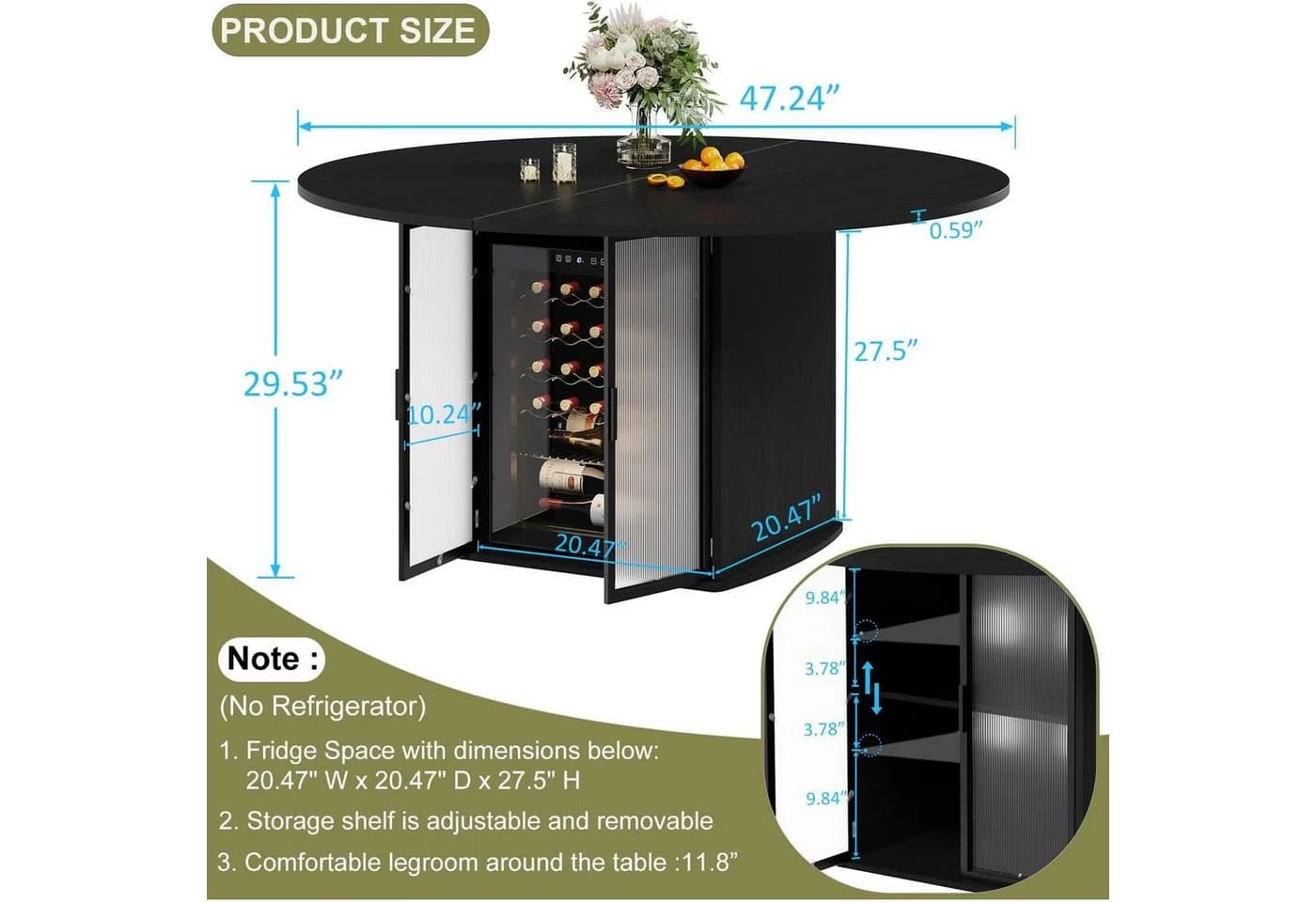 mukuhi Esstisch Rund 120 cm mit Stauraum Modern - Bild 5