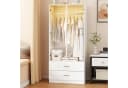 FUROKOY Kleiderschrank Weiß mit 2 Schubladen und Glastüren Bild 2