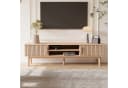 FUROKOY Lowboard aus Rattan, Wohnzimmertisch, Couchtisch, TV-Schrank 2 Türen, 2 Ablagen, 150 cm Bild 2