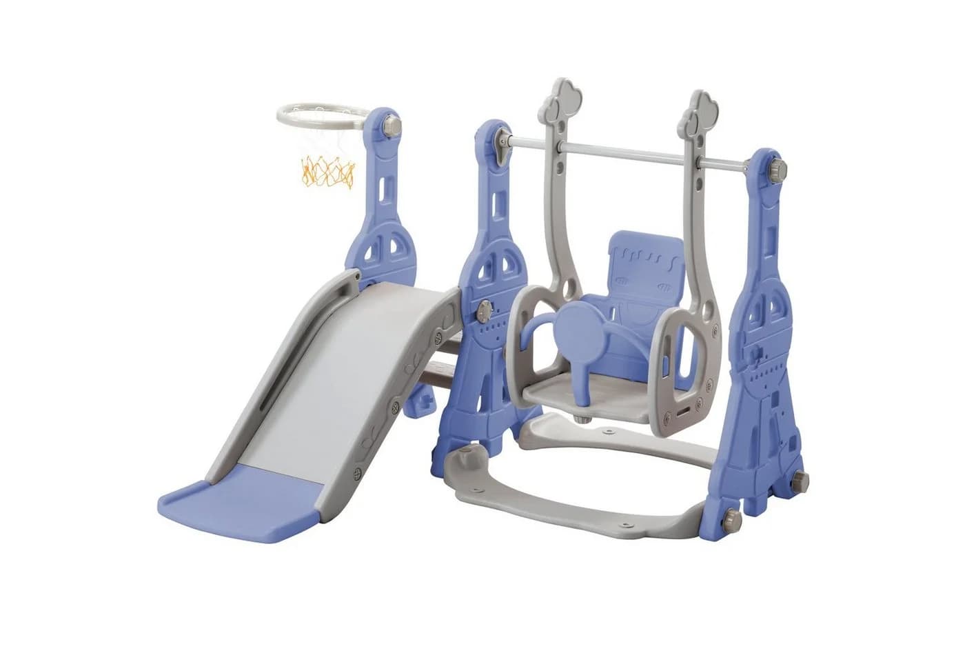 FUROKOY 4-in-1 Kinderrutsche mit Schaukel und Klettergerüst Blau - Bild 2