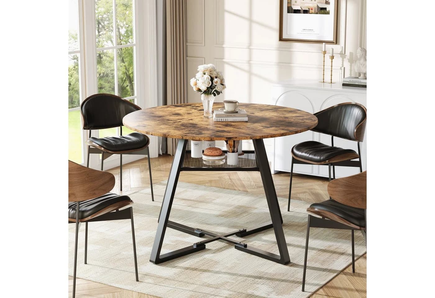 FUROKOY Esstisch Rund 120 cm Holz für 4-6 Personen - Bild 2