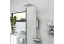 duschspa Duschsystem mit Thermostat 38°C verstellbare Duschstange Edelstahl Regendusche quadratisch 20x20cm Bild 1