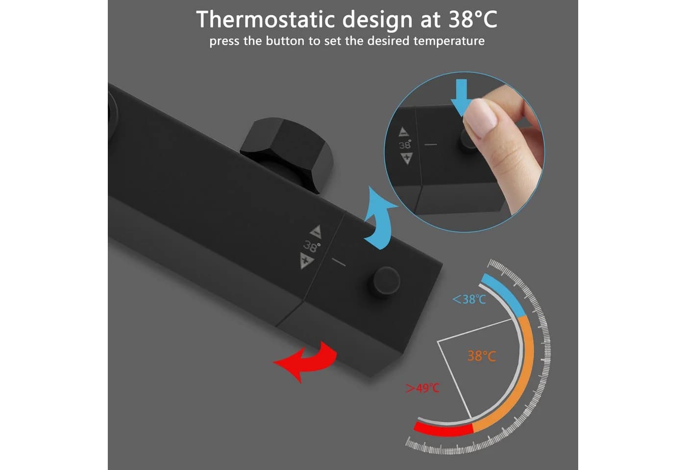 Aica Sanitär Duschsystem Thermostat Regendusche 8/10 Zoll Schwarz - Bild 5