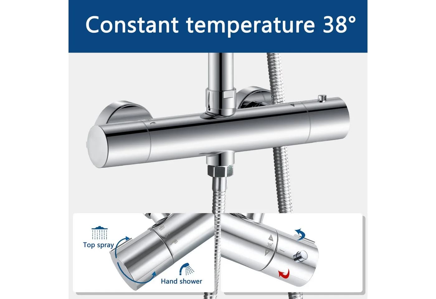 Elegantes Duschsystem mit Thermostat und Brauseschlauch - Bild 4