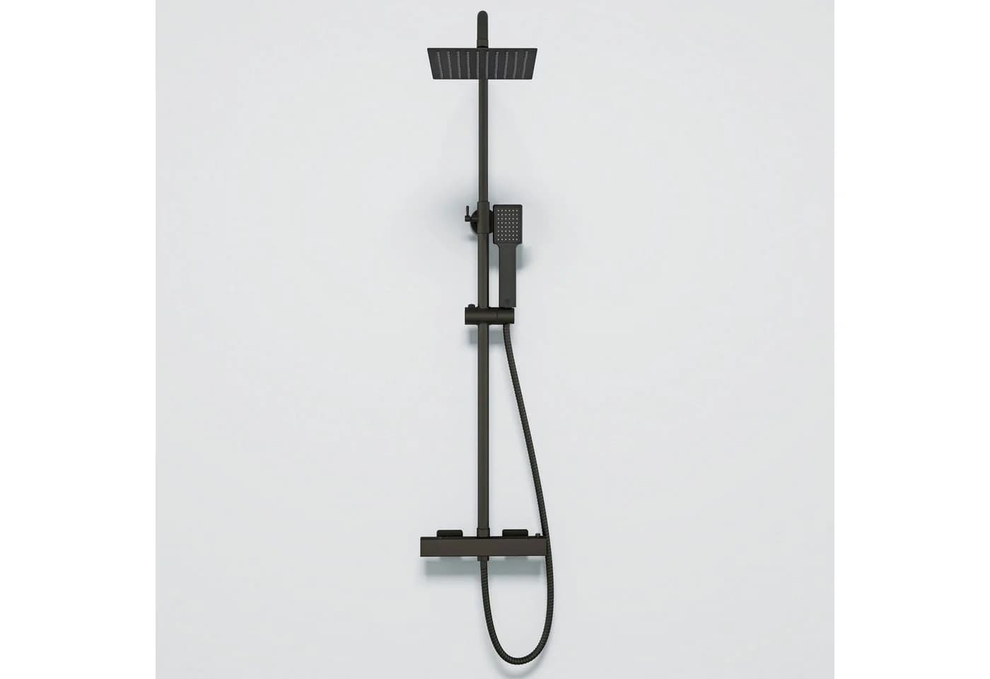 Duschparadies Thermostat-Duschsystem Edelstahl Quadrat Silber/Schwarz