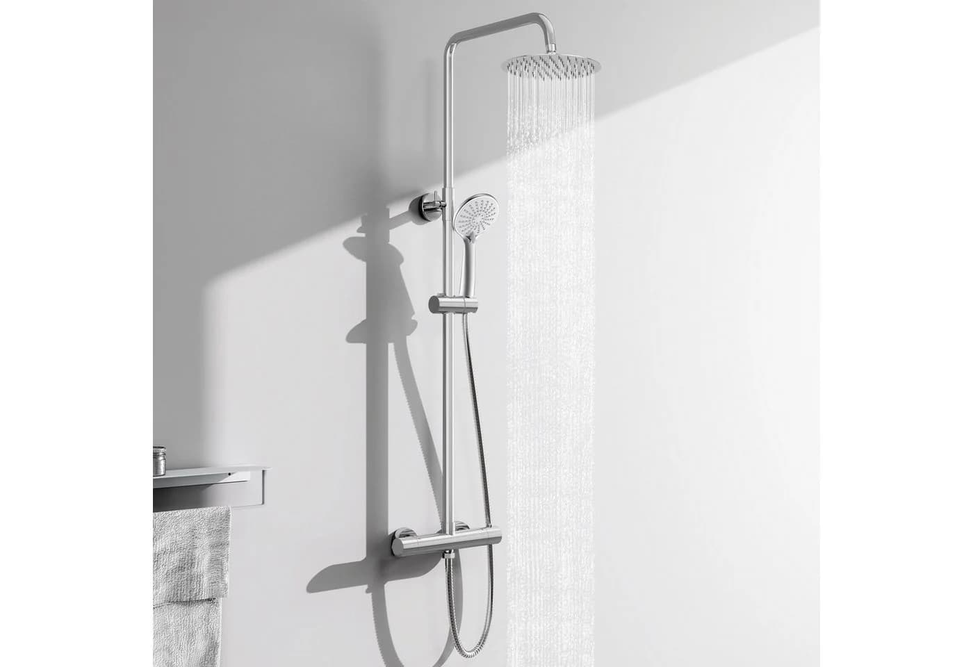 Aica Sanitär Duschsystem mit Thermostat & Regendusche Edelstahl - Bild 2