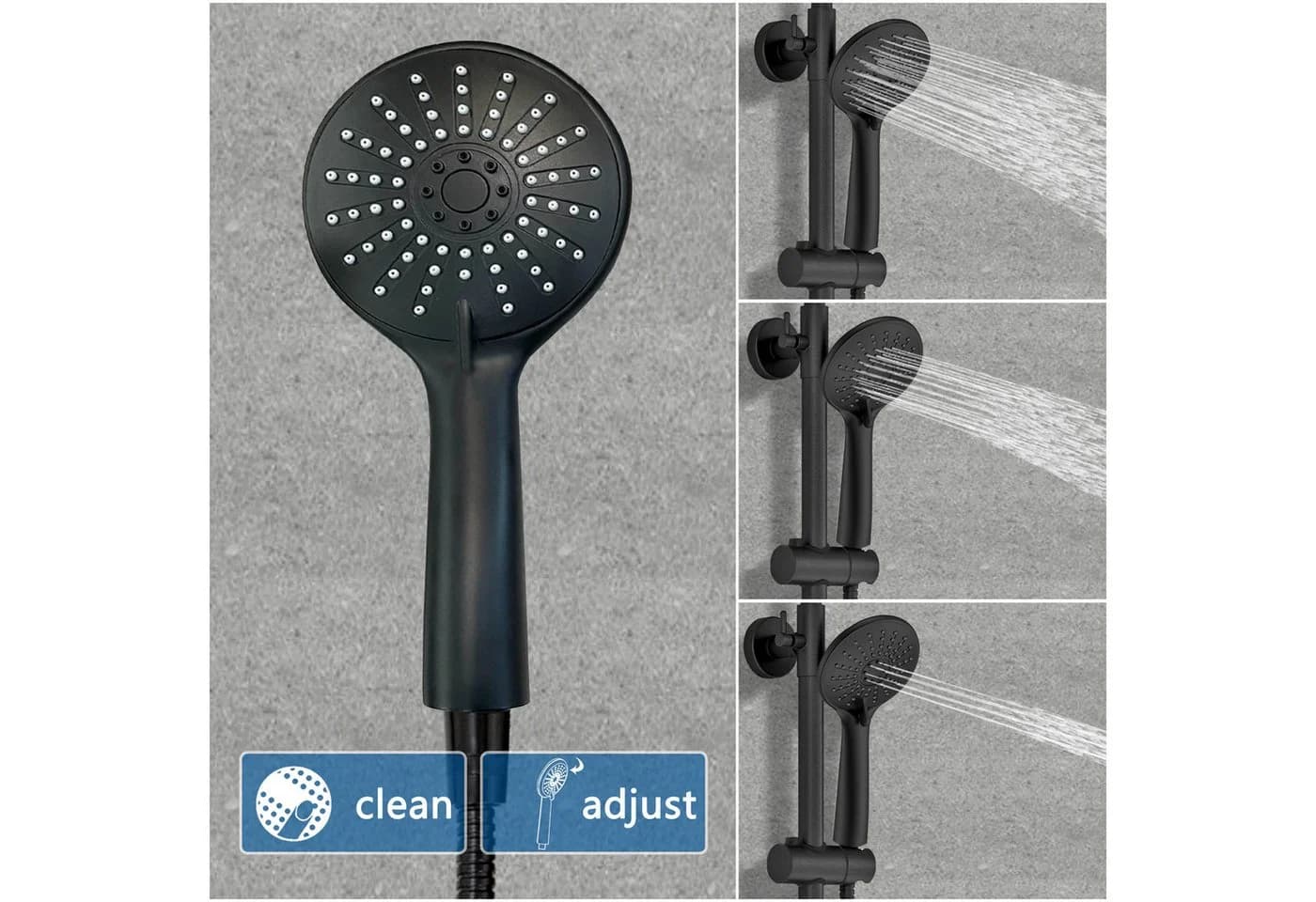 Aica Sanitär Duschsystem Thermostat mit Regendusche und Handbrause Schwarz - Bild 4