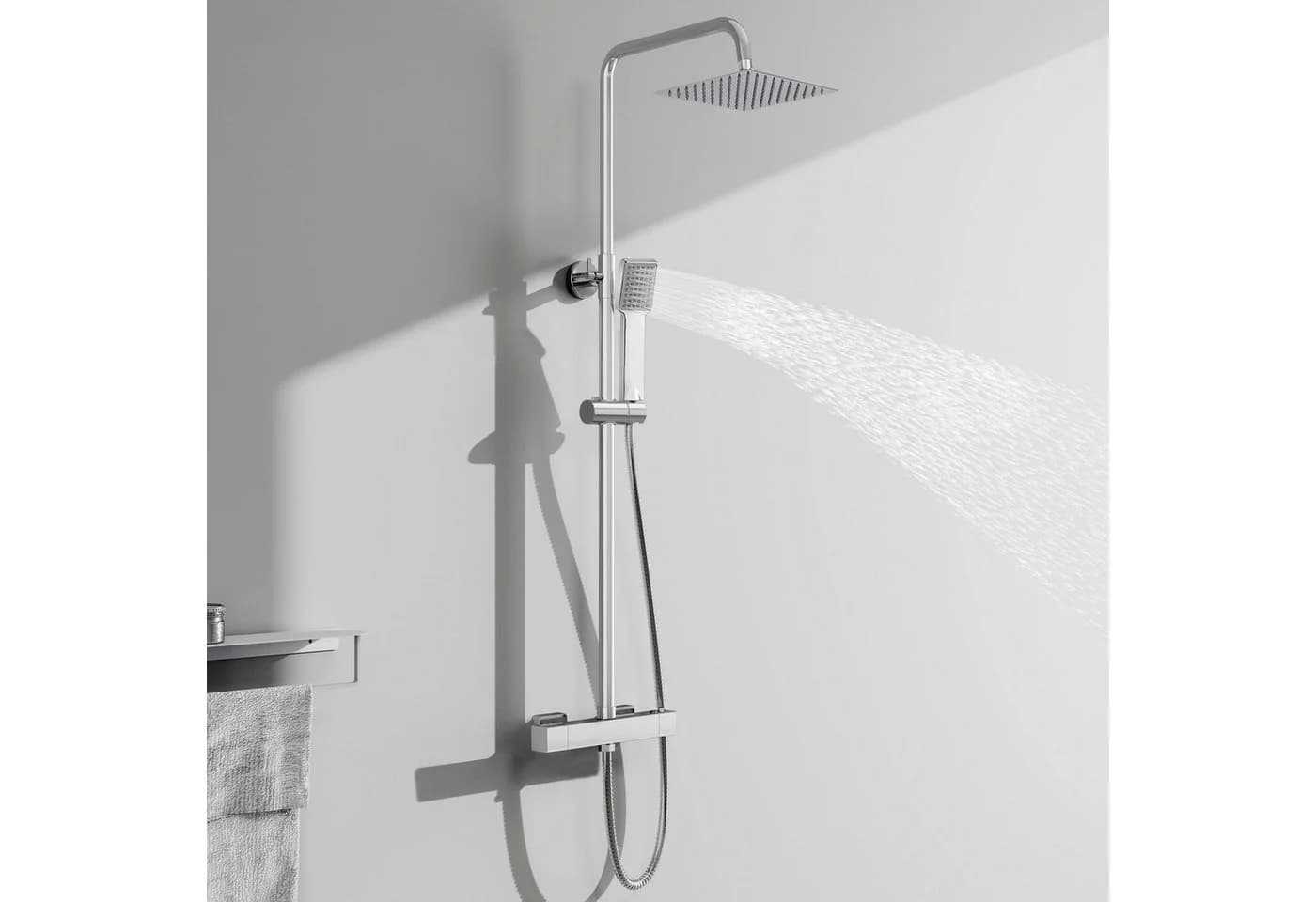 Aica Sanitär Duschsystem mit Thermostat & Regendusche