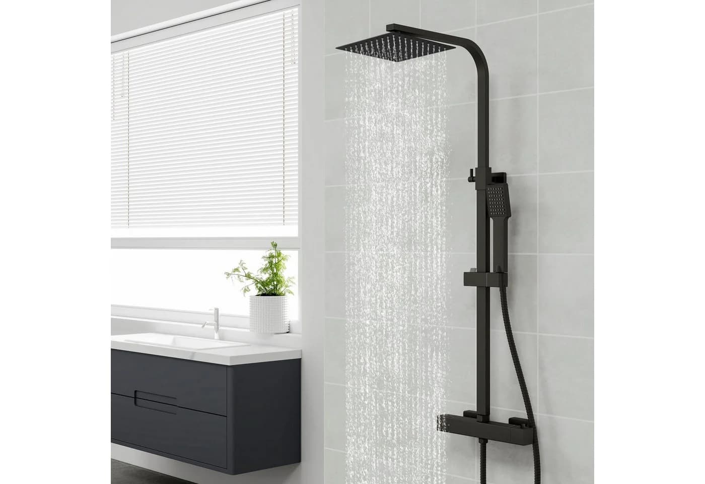 Duschspa Duschsystem Edelstahl Duschstange Set Messing Wasserhahn Duschset Thermostat - Bild 2