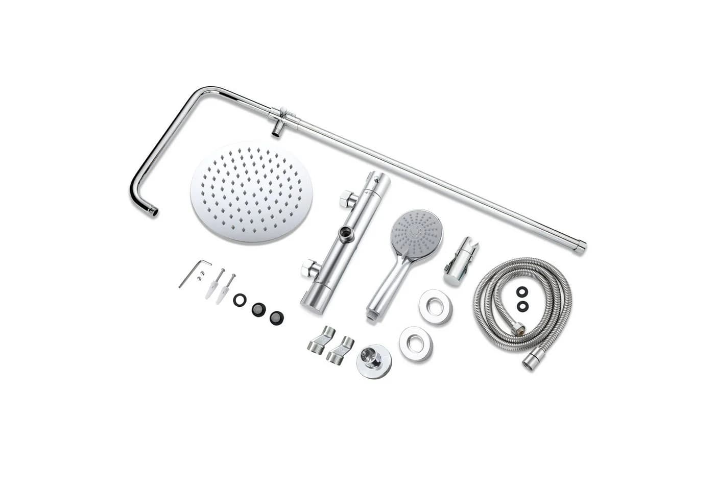 duschspa Duschsystem Regendusche mit Thermostat Edelstahl 8 Zoll Regenduschkopf, 2 Strahlarten, 3 Strahlarten Handbrause - Bild 4