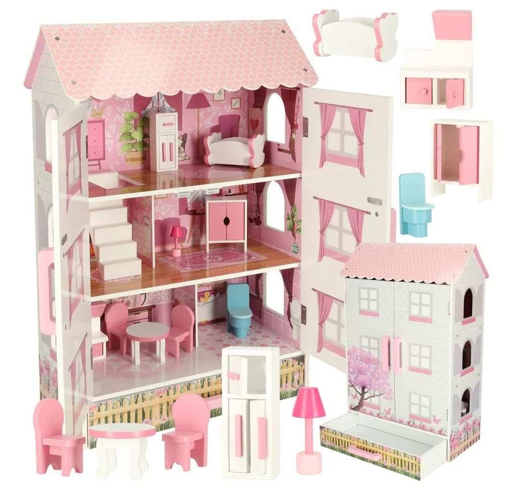 Dreistöckiges Holzpuppenhaus für Kinder - Bild 2