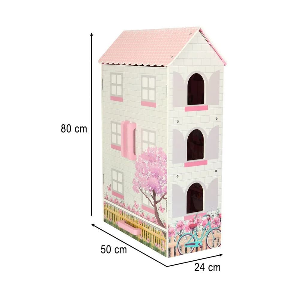 Dreistöckiges Holzpuppenhaus für Kinder - Bild 5