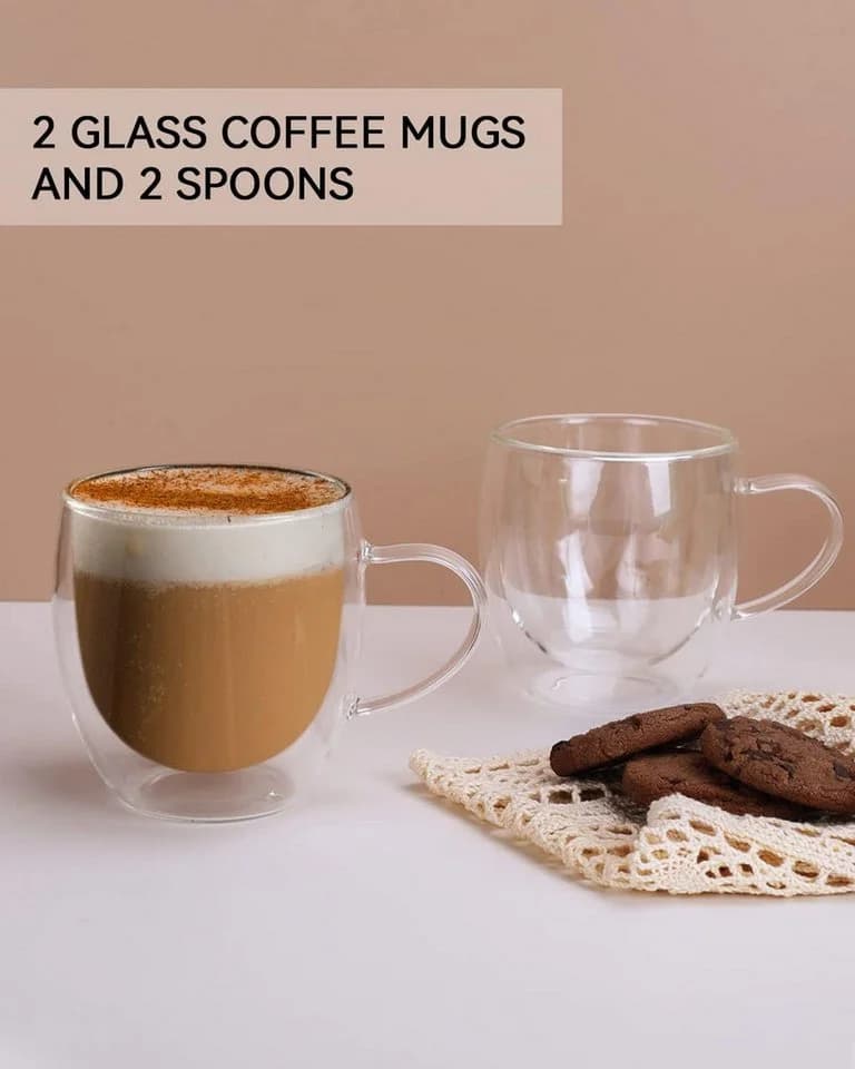 LIBWYS Doppelwandige Thermotasse Glas mit Griff 2x250ml 4-tlg. - Bild 4