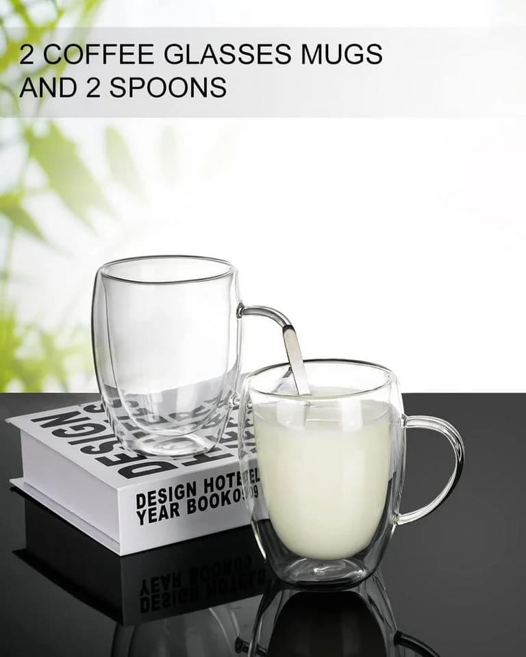 LIBWYS Doppelwandige Thermotasse Glas 350ml 4-tlg. mit Griff - Bild 4