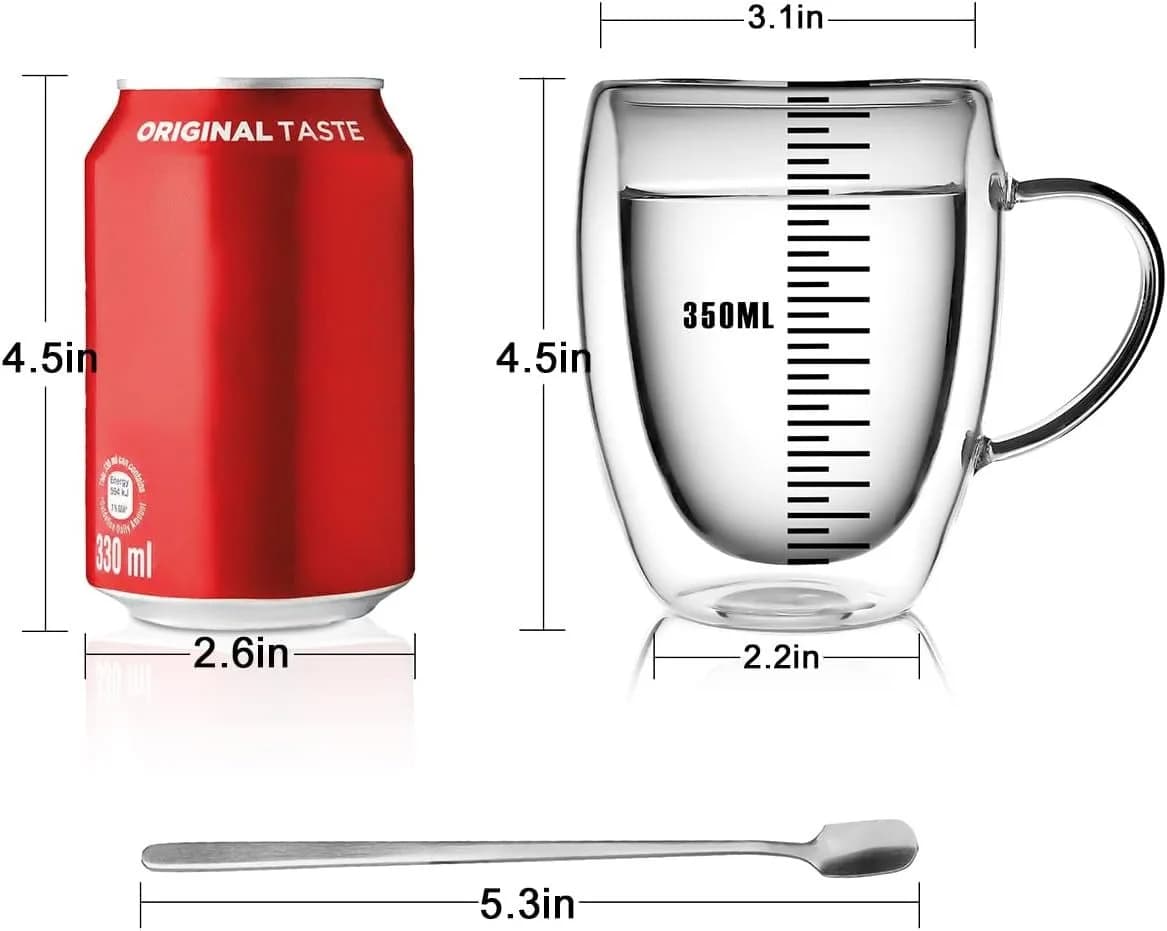 LIBWYS Doppelwandige Thermotasse Glas 350ml 4-tlg. mit Griff - Bild 5