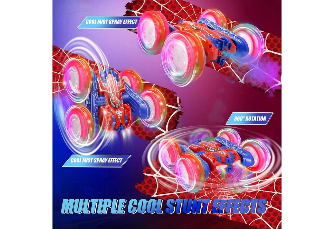 LA CUTE RC-Auto Spiderman 4WD Stunt Auto mit LED Sprühnebel - Bild 4