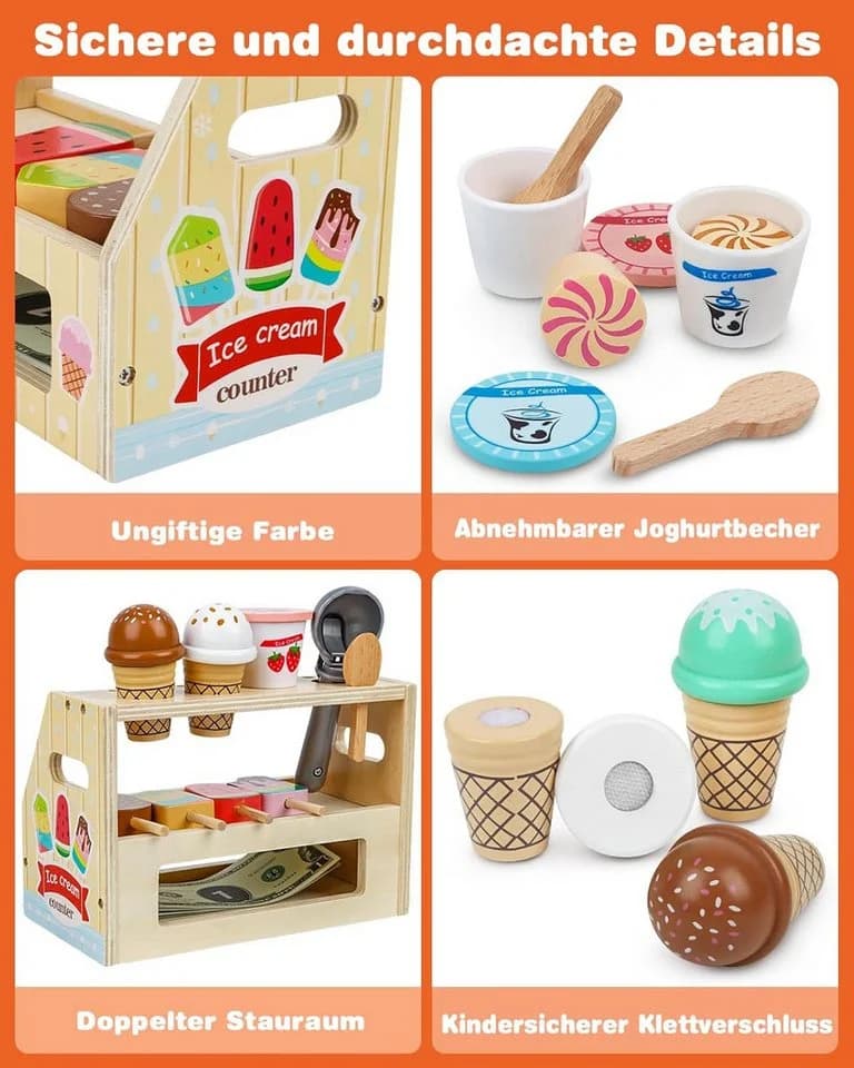 LaCute Spielküche Holz Eisdiele 36-tlg. Spielset - Bild 4
