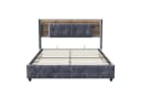 Furnishings Home Polsterbett Stauraum LED Samt Grau 140x200 Bild 1