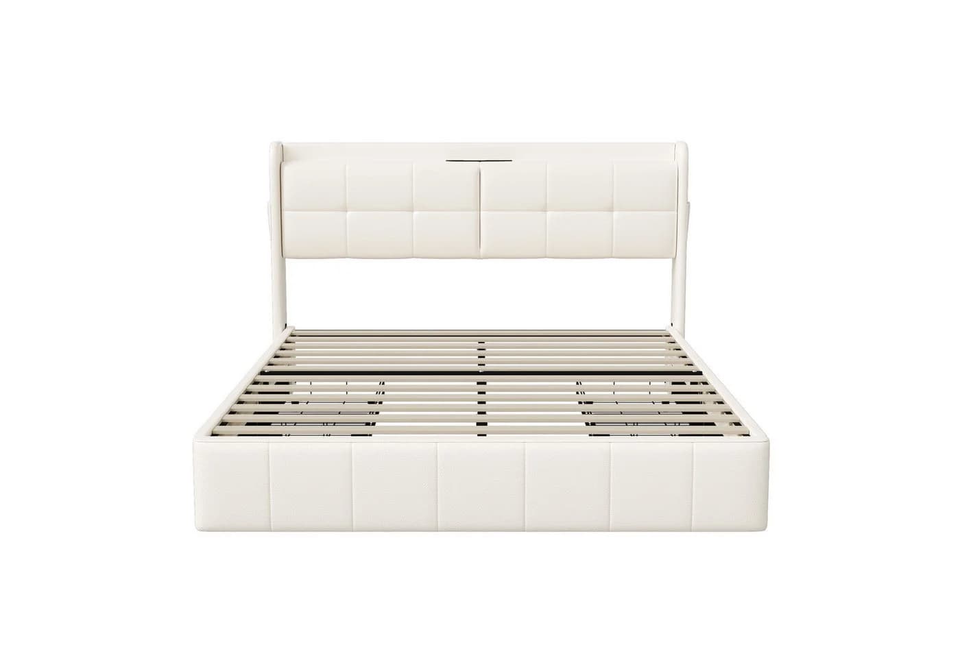 Furnishings Home Polsterbett 160x200 cm Beige mit Stauraum & USB