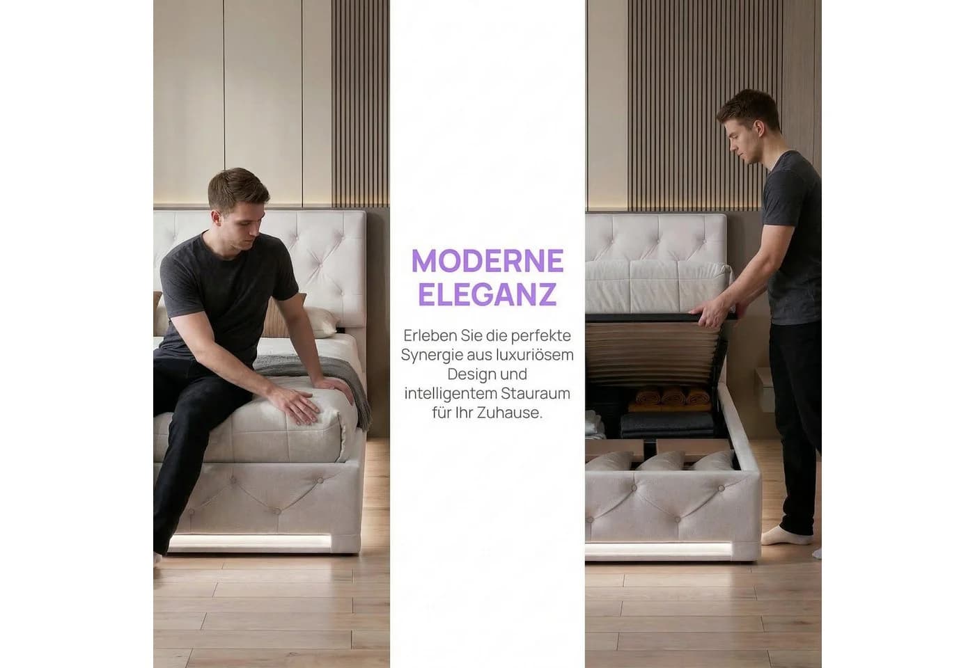 Furnishings Home Polsterbett mit LED-Beleuchtung und Stauraum - Bild 5