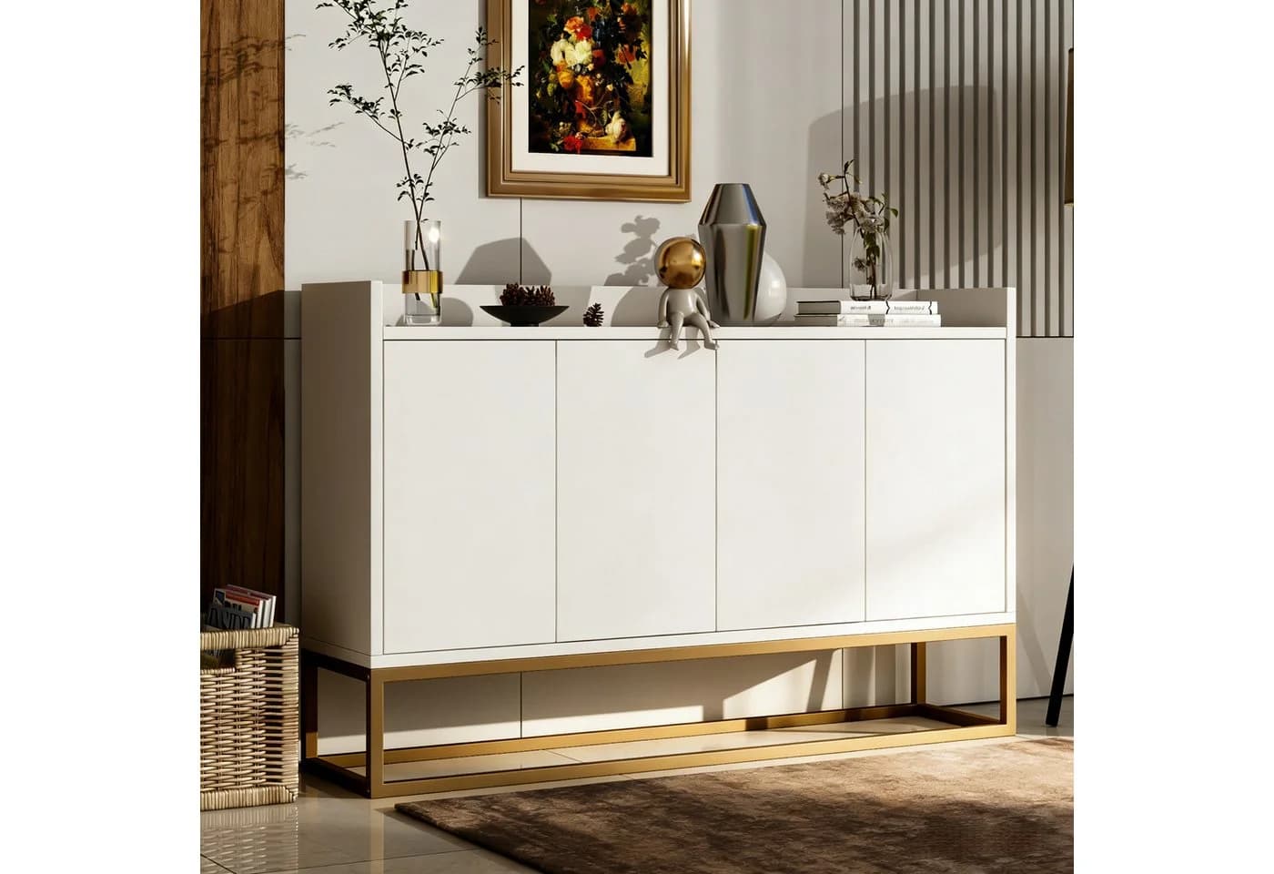 Furnishings Home Sideboard Modern Weiss 120 cm - Bild 2
