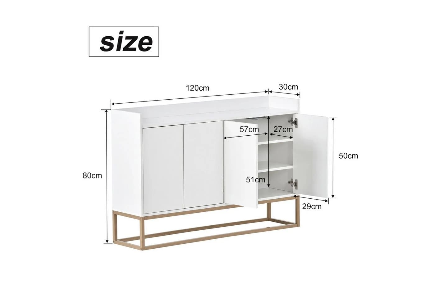 Furnishings Home Sideboard Modern Weiss 120 cm - Bild 3