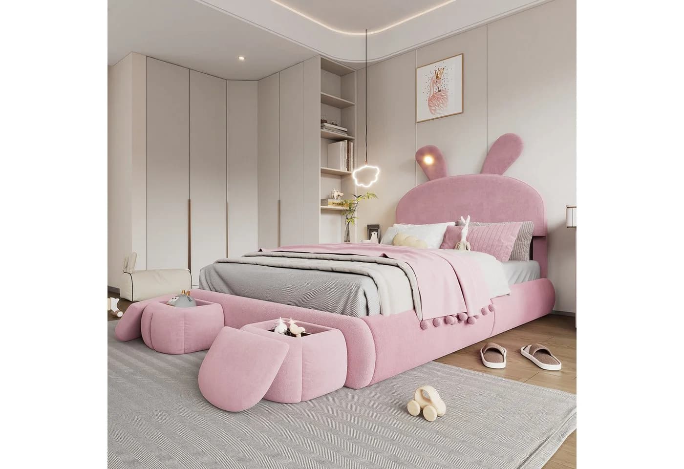 Furnishings Home Polsterbett mit LED und Stauraum Rosa - Bild 2